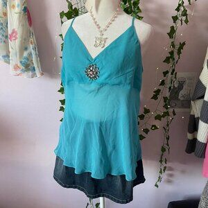Deadstock Vintage Embellished Semi Sheer Sleeveless Top
